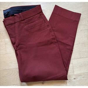 Banana Republic Sloan Crop Pants Burgundy Rust Terracotta Career Size 6 Stretch